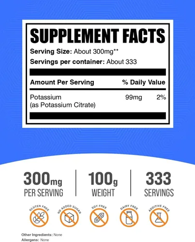 Miniatura 2 de BulkSupplements Citrato de potasio en polvo, 1