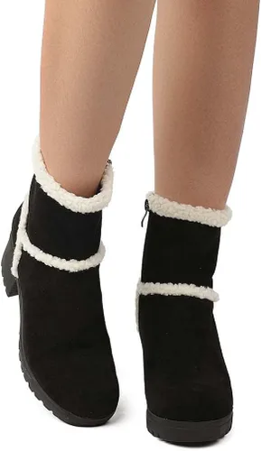 Miniatura 2 de Botas de nieve con forro de piel sintética para mujer botines de invierno de gamuza cálida botines de plataforma al aire libre