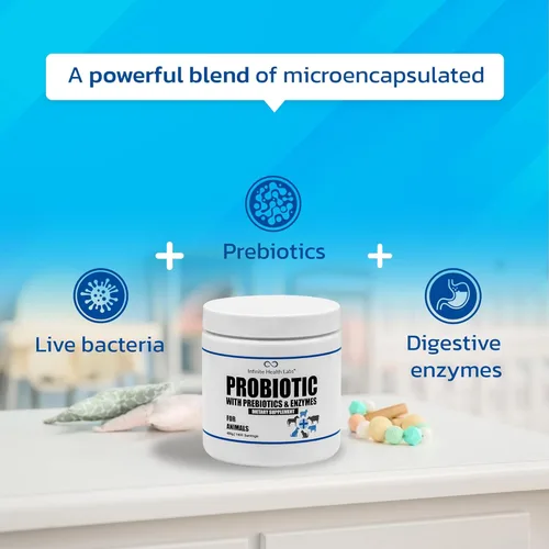 Miniatura 4 de Probióticos para perros y gatos - Polvo de enzimas y prebióticos para mascotas formulado por veterinarios para la salud digestiva, intestinal e