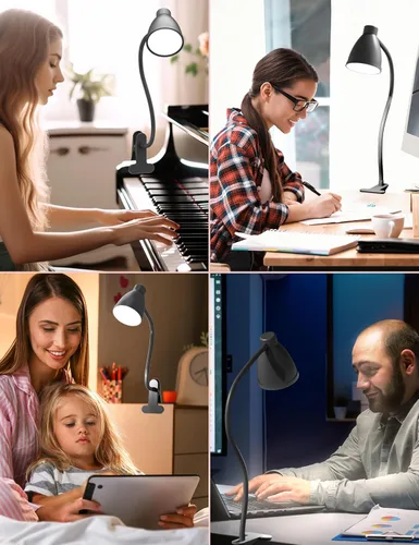 Miniatura 6 de BOHON Lámpara de Escritorio 5 Modos de Color 10 Niveles de Brillo Regulable Luz de Lectura 10W 38 LED Lámpara con Abrazadera con Temporizador