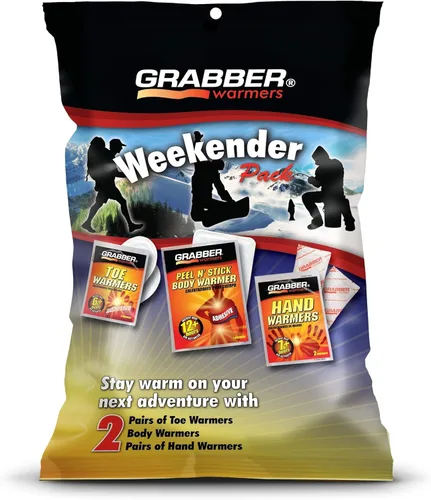 Grabber Warmers Grabber Weekender - Paquete de calentadores múltiples, 2 pares de manos, 2 pares de dedos, 2 calentadores corporales Peel N' Stick,