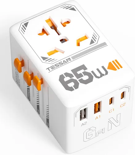 Miniatura 12 de TESSAN Adaptador de viaje universal, adaptador de corriente internacional con 4 puertos USB (1 USB C), adaptador de enchufe mundial cargador