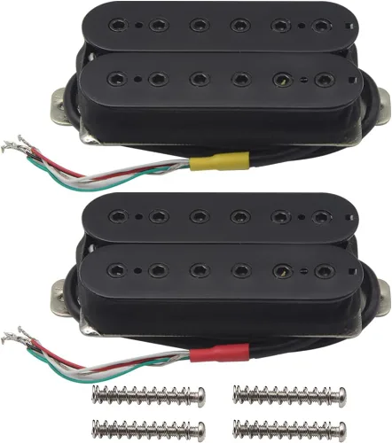 FLEOR Alnico 5 Pastillas de cuello y puente para guitarra eléctrica, doble bobina Humbucker, color negro Cuello negro (7-8K)+Puente (8-9K) Conjunto