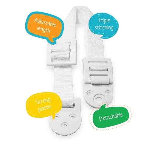 Miniatura 5 de Boxiki Kids Anclajes ajustables para muebles anti-punta para kit de anclaje de tocador y prueba de bebés. 8 anclajes de pared de PC y correas