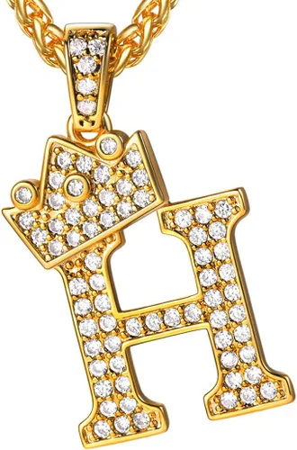 U7 Collar con inicial de la A a la Z, dije de letra helada con cadena de 22 a 24 pulgadas, para hombres y mujeres, con nombre del alfabeto de hip