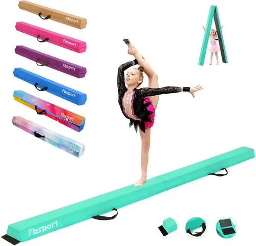 FBSPORT - Barra de equilibrio plegable de 8 pies, 9 pies, 9.5 pies; viga de gimnasia de espuma, viga de equilibrio plegable para niños y adultos,