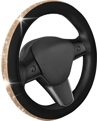 Miniatura 24 de Carbella Funda de volante suave de piel sintética trenzada negra, tamaño estándar de 15 pulgadas, se adapta a la mayoría de vehículos, funda mullida