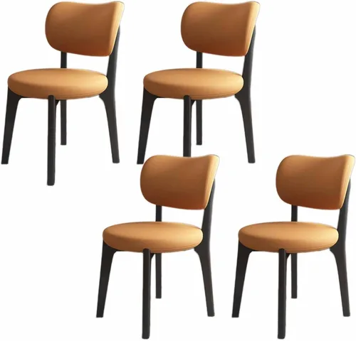 Miniatura 37 de Juego de sillas de comedor de madera modernas con respaldo curvado, sillas de cocina tapizadas con marco de madera, sillas laterales sin brazos