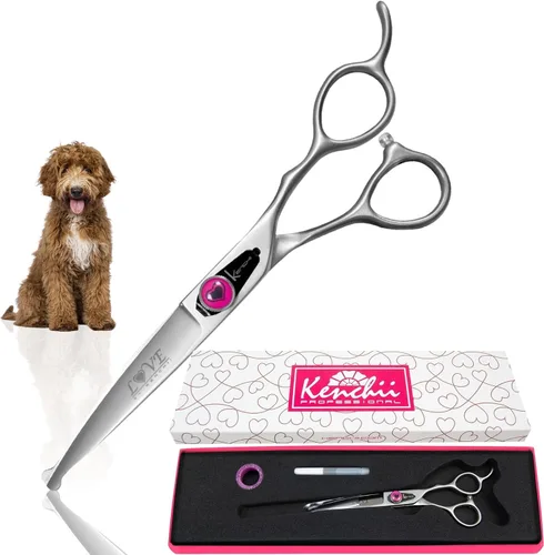 Miniatura 13 de Kenchii Love - Tijeras de aseo para perros, tijeras rectas de 7 pulgadas, tijeras para perros para aseo, tijeras profesionales de aseo de mascotas