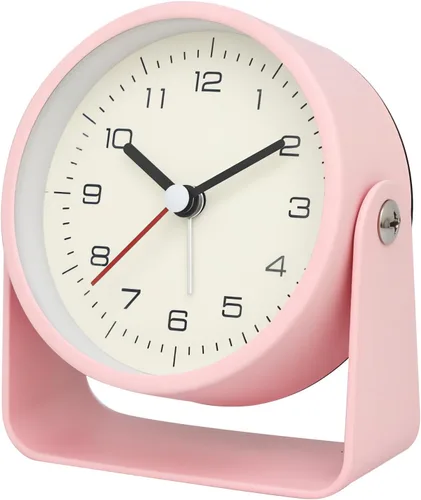 Miniatura 10 de Maxspace Reloj despertador clásico vintage, reloj despertador analógico retro de 3.5 pulgadas, cuarzo silencioso sin tictac con luz nocturna, reloj
