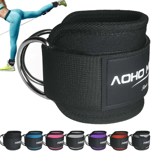 Miniatura 17 de AOHO MOOON - Brazalete de tobillo para máquina de cable, accesorios de gimnasio para mujeres y hombres, puños de tobillo de neopreno para patadas