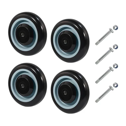 Kit de Reemplazo de Rueda de Carrito de Compras de 5", Juego de 4 Ruedas Giratorias de Poliuretano, Ruedas con Eje de 3/8" de Diámetro para