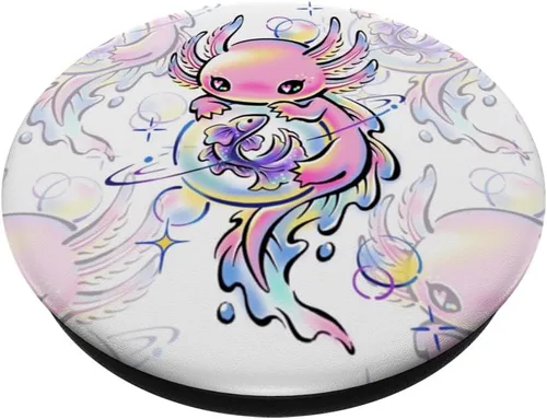 Miniatura 2 de Lindo kawaii ajolote púrpura mágico cristales PopSockets intercambiables PopGrip