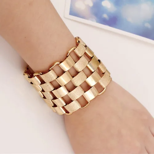 Miniatura 2 de HSQYJ Pulsera bohemia con eslabones geométricos, a la moda, elegante, brillante, explosión de arena, pulseras anchas para mujer, accesorios