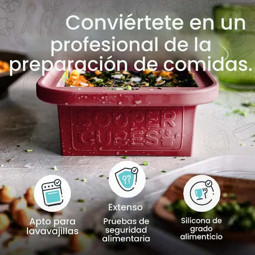 Miniatura 3 de Souper Cubes Set de regalo de moldes de silicona para congelador con 2 cucharadas, 1/2, 1 y 2 tazas de bandejas de silicona para congelador