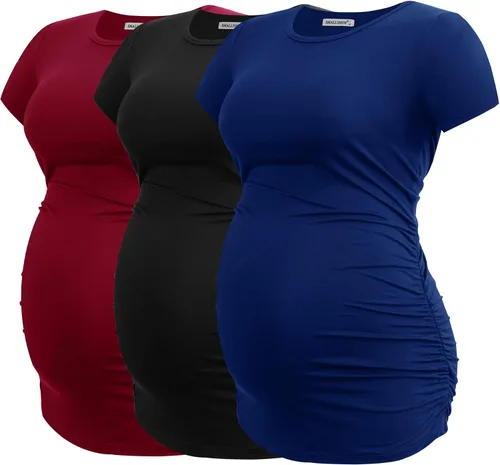 Miniatura 8 de Smallshow - Camiseta de maternidad para mujer, diseño de lados fruncidos, tipo túnica, prendas para el embarazo