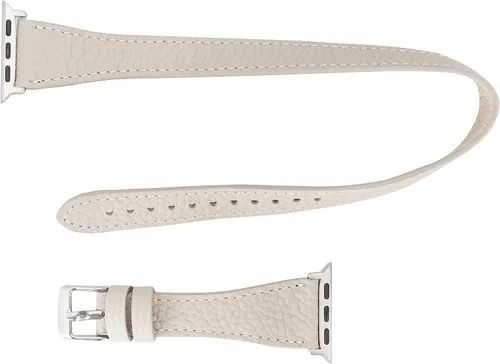 Miniatura 5 de VENOULT Double Tour - Correa de piel auténtica para Apple Watch para mujer, correa de cuero genuino de grano completo para iWatch de 1.929 in, 1.772