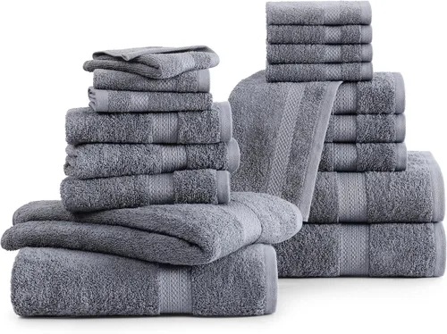 Miniatura 2 de Lane Linen Juego de toallas de baño de 100% algodón - Producido de manera sostenible, 18 piezas para el baño - 6 toallas de mano, 8 toallitas, 4