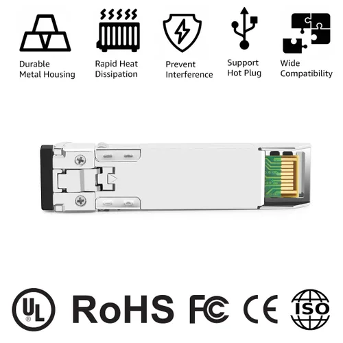 Miniatura 3 de 10GBASE-LR SFP+ Módulo Transceptor Óptico, 1310nm, 6.2 mi, DDM, Duplex LC SMF, 10 unidades, Gris, Sólido