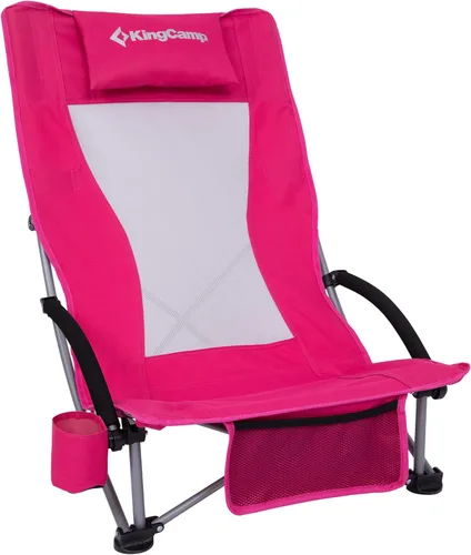 Miniatura 12 de KingCamp Silla de playa baja, silla de camping plegable con respaldo alto para adultos, asiento de malla transpirable de gran tamaño, silla portátil