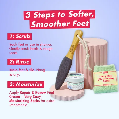 Miniatura 3 de Handmade Heroes Exfoliante de pies – Piel profunda más suave para zonas secas y ásperas y talones agrietados – Exfoliante natural para una piel