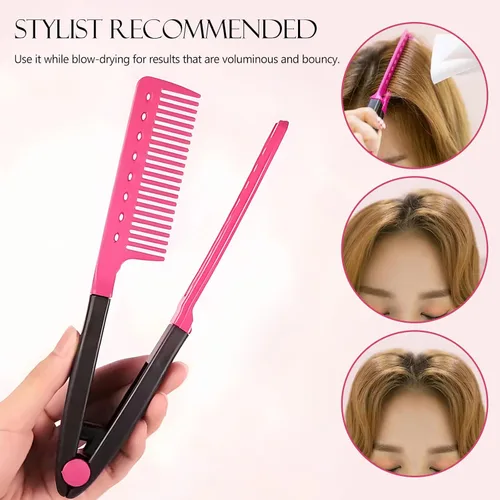 Miniatura 6 de Juego de alisado de cabello, paquete de 2 peines de hierro plano para hermosos tresses, alisador con agarre firme, ideal para cabello nudoso