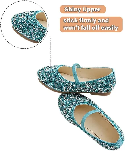 Miniatura 3 de YIBLBOX Girls Dress Shoes Mary Jane Flats Princess Dresses for Girls Ballet Flats Glitter Shoes Flower Girls Shoes