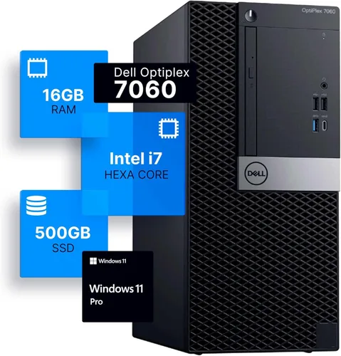 Dell Computadora de escritorio Optiplex 7060 Tower | Intel i7-8700 (3.4) | RAM DDR4 de 16 GB | Estado sólido SSD de 500 GB | Windows 11 Professional