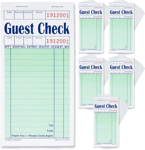 Miniatura 13 de [8000] Gorilla Supply Libro de Cheques para Huéspedes 3.4" x 5.04" Blocs de Notas de Servidor Libreta de Pedidos para Mesero y Mesera, Cheques