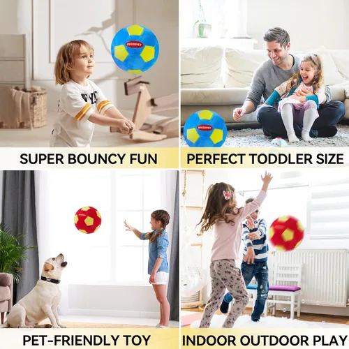 Miniatura 6 de Paquete de 2 pelotas de fútbol para interiores, tamaño 4, pelotas de fútbol acolchadas para el interior de tu hogar, pelota de espuma suave y segura