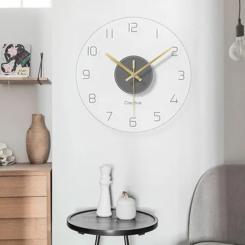 Miniatura 4 de AngelcityCC Reloj de pared de cristal transparente de 12 pulgadas, sin tictac, funciona con pilas, movimiento ultra silencioso, de cuarzo