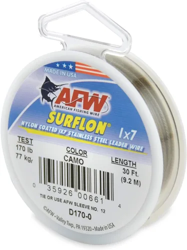 Miniatura 17 de Alambre de pesca americano Surflon recubierto de nailon 1x7 de acero inoxidable, línea líder de pesca para agua salada, prueba de 10 libras - prueba
