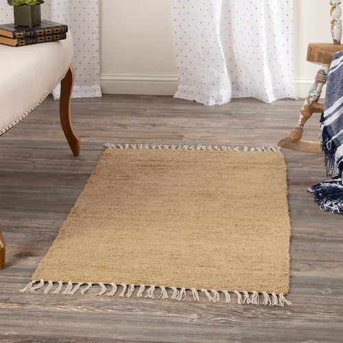 Miniatura 9 de VHC Brands Alfombra Chindi natural de arpillera, bronceado, 20x30