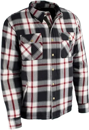 Miniatura 17 de Milwaukee Leather Camisa de montar de franela blindada a cuadros para hombre con refuerzo de fibra de aramida y armadura extraíble CE - S