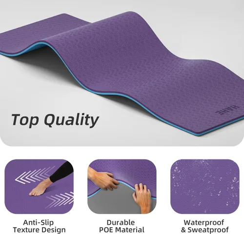 Miniatura 4 de HAHE Extra Thick Yoga Mat, 72"Lx32"Wx0.4"Th (10mm), Wide Non-slip Exercise Mats with Carry Strap, Double-Sided POE Fitness Mat for Yoga, Pilates &