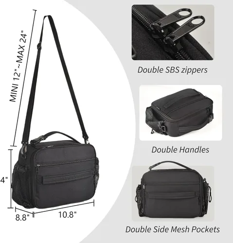 Miniatura 3 de Cerbonny Lonchera para niños, bolsa de almuerzo aislada para niñas y niños, poliéster duradero con forro de PEVA, correa de hombro ajustable, 10.8