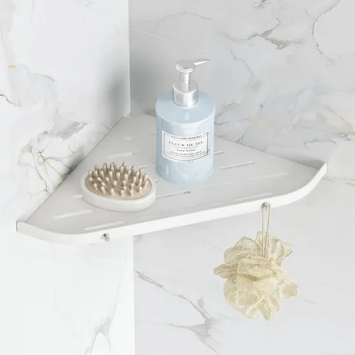 Miniatura 7 de Qeke Estante esquinero para baño, estante de ducha de 9 pulgadas, estante de acero inoxidable SUS304 para montaje en pared, estante de esquina con 2