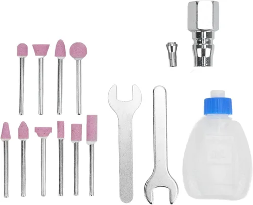 Miniatura 6 de FTVOGUE Kit de amoladora de troqueles de lápiz neumático - Juego de amoladora de micro troqueles - herramienta de pulido y grabado - 90 psi - plata