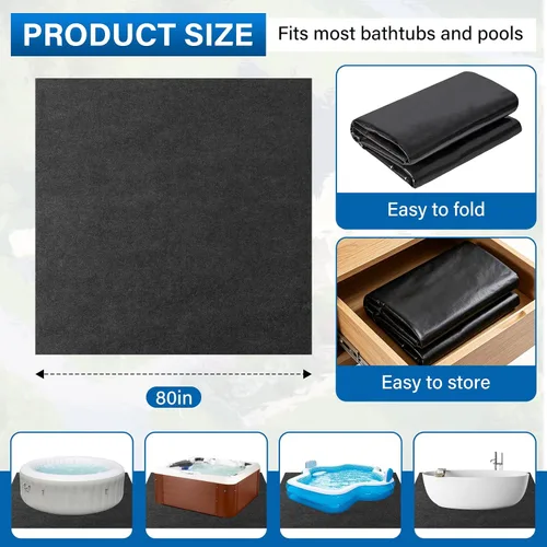 Miniatura 2 de Estera para bañera de hidromasaje de 80 * 80 Pulgadas, Almohadilla inflable para bañera de hidromasaje para interior y exterior, Accesorios