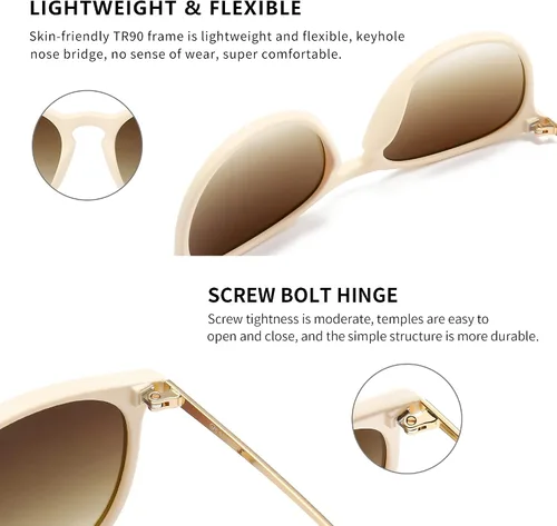 Miniatura 4 de SUNGAIT Gafas de sol redondas vintage para mujeres y hombres, estilo clásico retro
