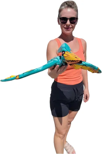 Miniatura 5 de Surtido inflable de dinosaurio colorido (aproximadamente 24 pulgadas) Apatosaurio inflable para fiestas, pterodáctilo, raptor, T-Rex, triceratops