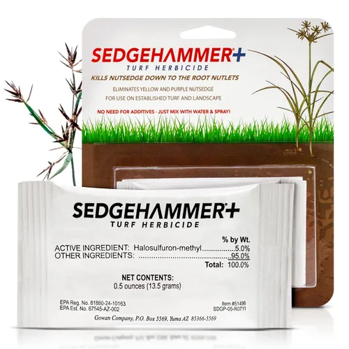 Sedgehammer Plus Turf Herbicida - Paquete de 6 unidades de 0.48 oz de mata nuez morada y amarilla hecha en Estados Unidos para césped con
