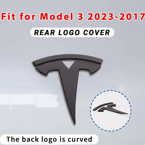 Miniatura 3 de Accesorios de emblema para Tesla Model 3 Logo Sticker 2023 2022-2017 Model 3 Calcomanías (negro)