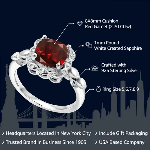 Miniatura 96 de Gem Stone King Anillo de compromiso de plata de ley 925 de 0.315 in con piedra natal y zafiro blanco creado Anillo de compromiso de boda