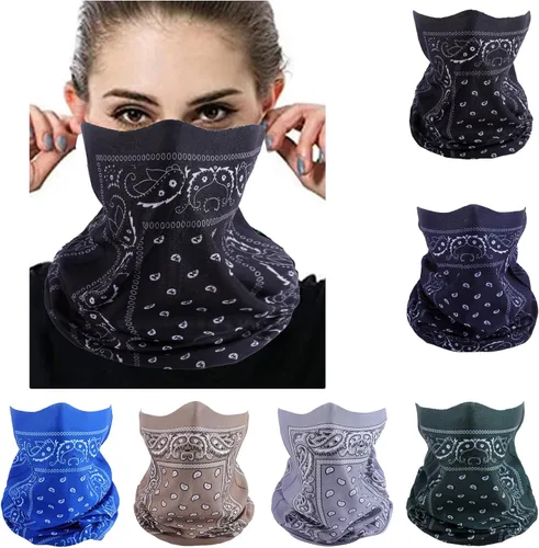 Miniatura 5 de Máscara facial multibandana, polaina para el cuello, sin costuras, diadema mágica para exteriores, bufanda facial para polvo, viento y resistencia a