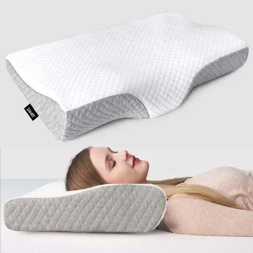 ZAMAT Almohada de Espuma Viscoelástica de Contorno para Alivio del Dolor de Cuello, Almohada Cervical Ergonómica Ajustable para Dormir, Almohada Gris
