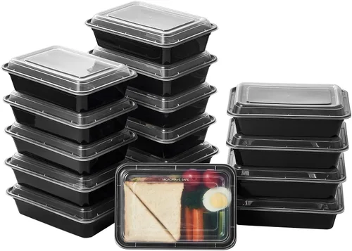 Miniatura 14 de FULING - Envases de almacenamiento de comida para preparar comidas, 50 unidades, 24 onzas, redondos, con tapas, para llevar, caja de plan