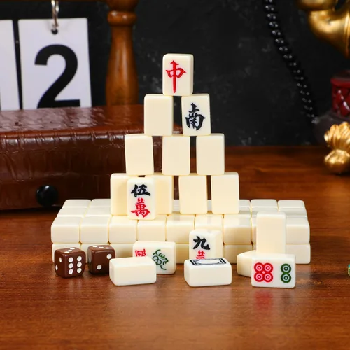 Miniatura 6 de BESTOYARD Mini juego de mahjong de viaje portátil con 146 azulejos marrón estuche de transporte para adultos principiantes y ancianos, reuniones