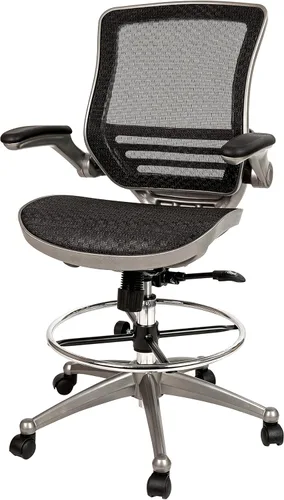 Flash Furniture Waylon - Silla de oficina giratoria de respaldo medio con anillo ajustable para el pie y altura del asiento, silla ergonómica de