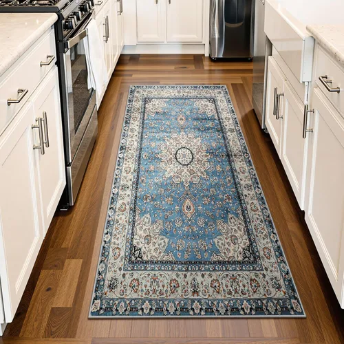 Miniatura 90 de Lahome Alfombra tribal bohemia de 2 x 3 pies, alfombra verde pequeña para entrada, suave, antideslizante, lavable, alfombra de baño bohemia de pelo